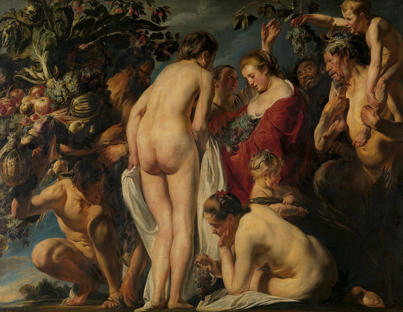 BillerAntik Kunstdruck Allegory of Fertility Jacob Jordaens Nackte Menschen Früchte Obst B A3, (1 St) von BillerAntik