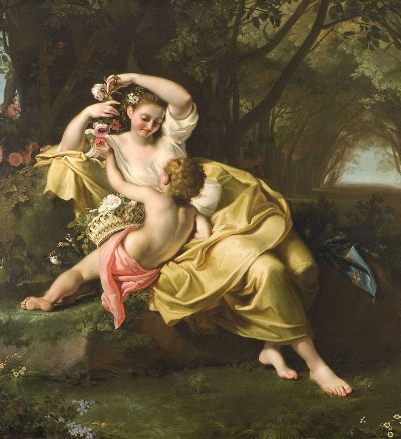 BillerAntik Kunstdruck Allegory of Spring Bartolomeo Guidobono Frühling Kinder Blumen Park B, (1 St) von BillerAntik
