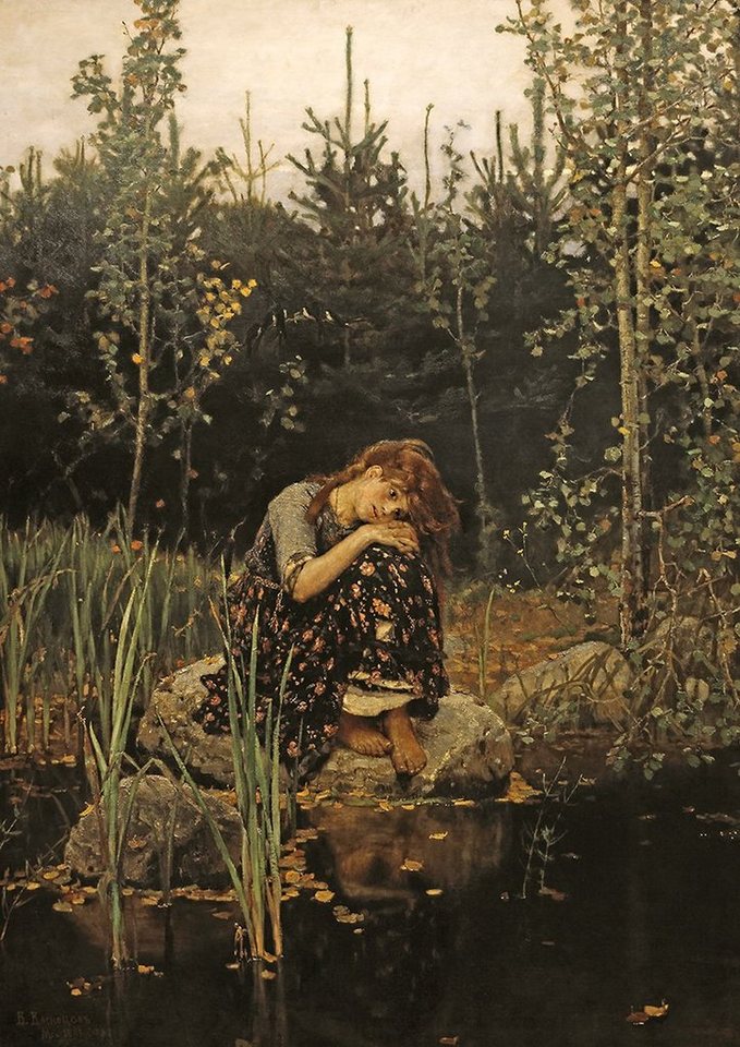 BillerAntik Kunstdruck Alyonushka Wiktor Michailowitsch Wasnezow Wald Bäume Träumen Teich B A, (1 St) von BillerAntik