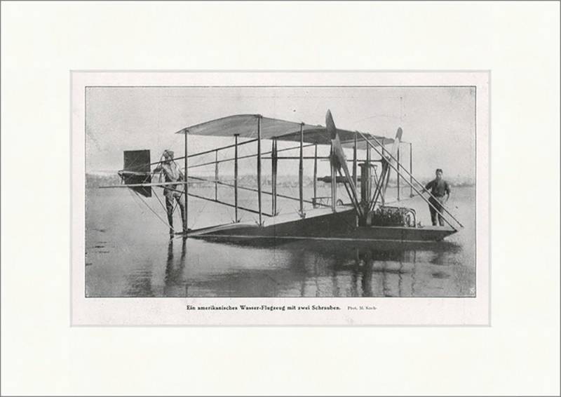 BillerAntik Kunstdruck Amerik. Wasser-Flugzeug mit zwei Schrauben Flieger USA See F_Vintage 0, (1 St) von BillerAntik