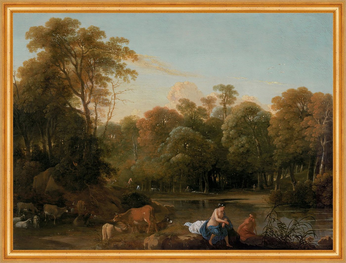 Kunstdruck Arcadian landscape Dirck van der Lisse Idylle Tiere Kühe Schafe Baden, (1 St) von OTTO