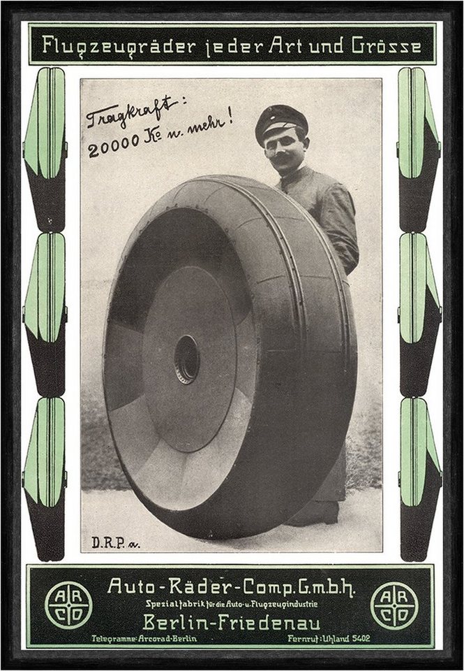 BillerAntik Kunstdruck Arco Auto Räder Comp. GmbH Autoindustrie Flugzeuge Plakat Faks_Motor, (1 St) von BillerAntik