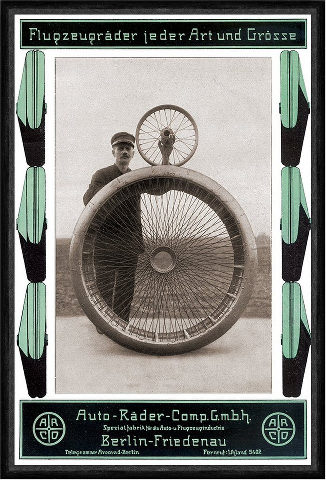 BillerAntik Kunstdruck Arco Auto Räder Comp. GmbH Flugzeugräder Berlin Rad Plakat Faks_Motor, (1 St) von BillerAntik