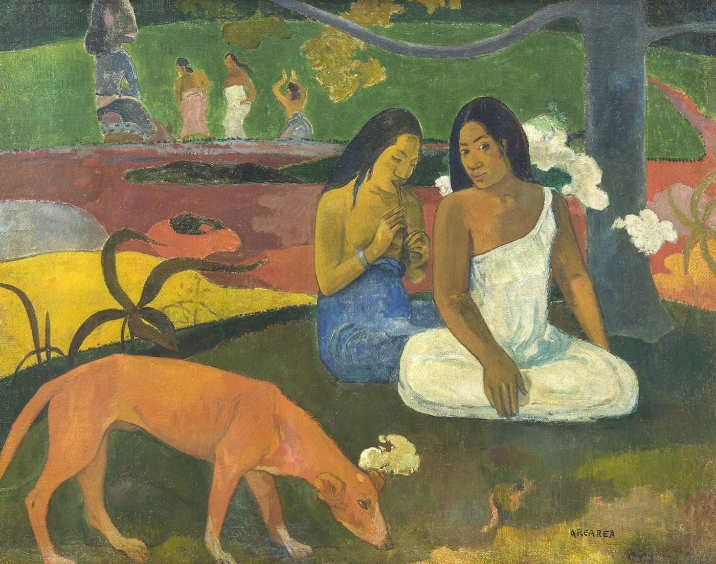 Kunstdruck Arearea Paul Gauguin Hund Garten Frauen Mädchen Park Bäume Mode B A3 0, (1 St) von OTTO