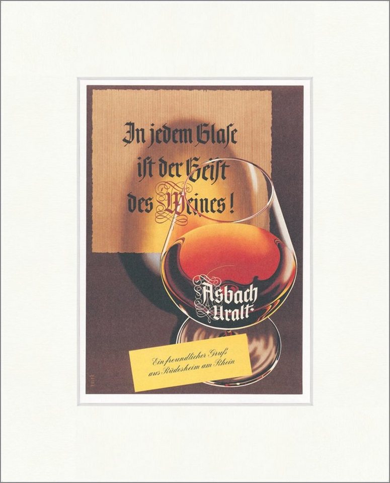 Kunstdruck Asbach Uralt Weinbrand Rhein Rüdesheim Werbung Glas Kunstdruck Plakatw, (1 St) von OTTO