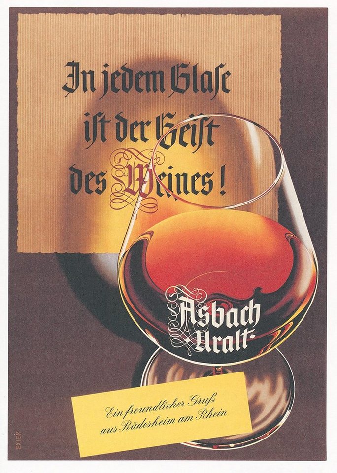 Kunstdruck Asbach Uralt Weinbrand Rhein Rüdesheim Werbung Glas Kunstdruck Werbung, (1 St) von OTTO