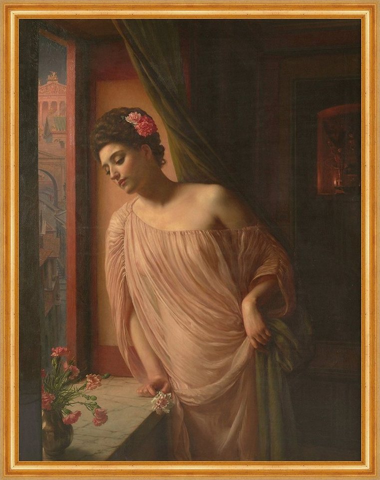 BillerAntik Kunstdruck Asterie Edward Poynter Frauen Haarschmuck Blumen Fenster Sims Vase B A, (1 St) von BillerAntik
