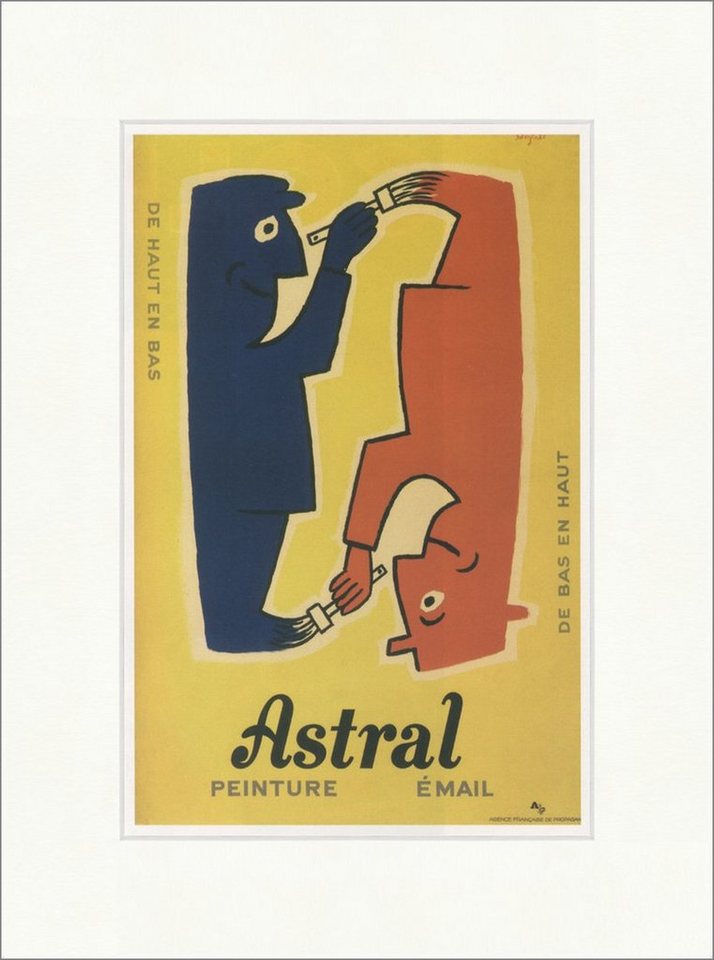 BillerAntik Kunstdruck Astral, Peinture email Raymond Savignac Pinsel Werbung Kunstdruck Plak, (1 St) von BillerAntik
