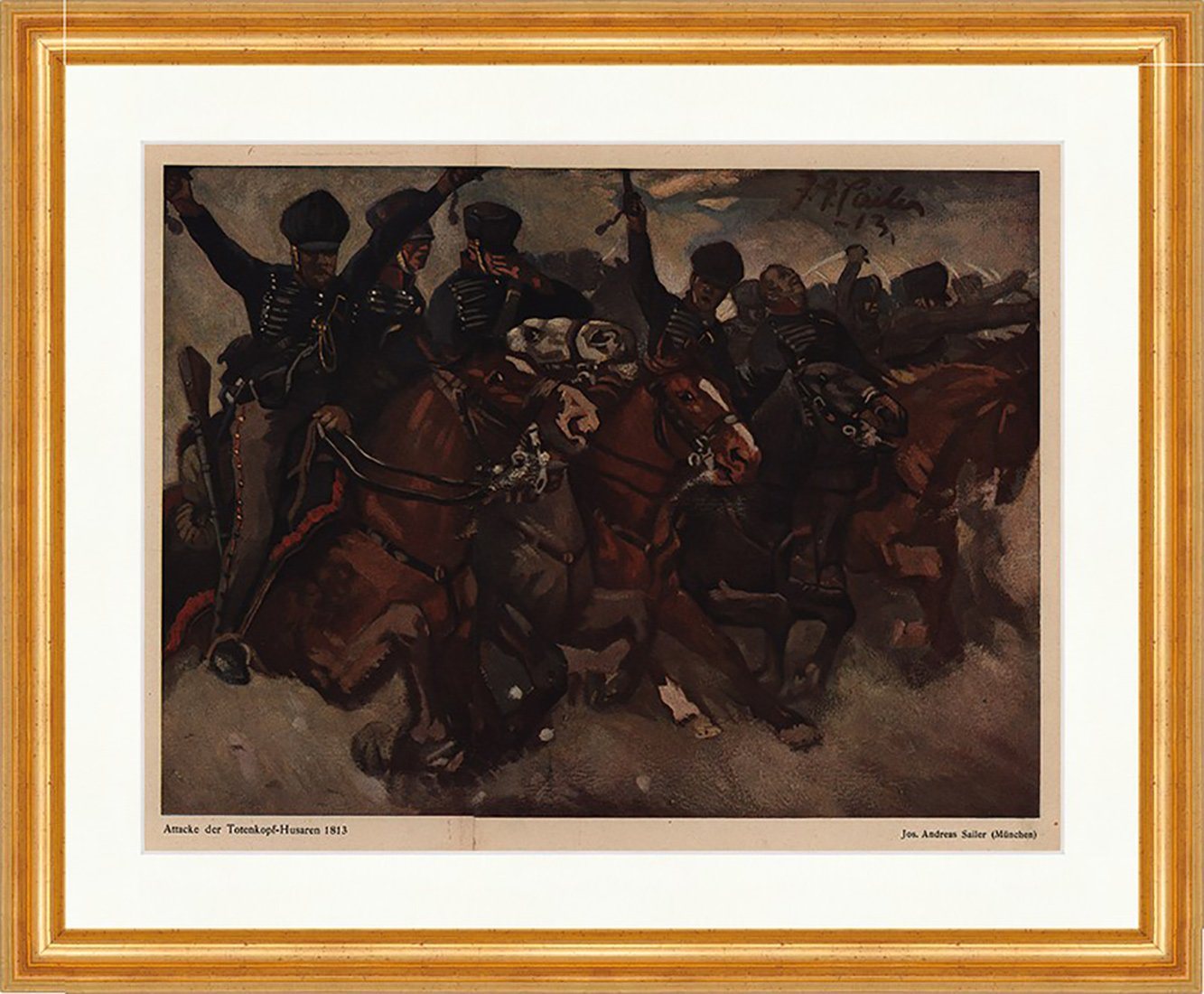 Kunstdruck Attacke der Totenkopf Husaren 1813 Jos. Adreas Sailer Reiter Jugend 21, (1 St) von OTTO
