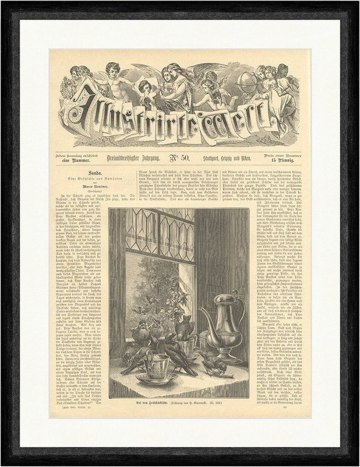 BillerAntik Kunstdruck Auf dem Frühstückstische H. Giacomelli Teekanne Vögel Fenster Faksimil, (1 St) von BillerAntik