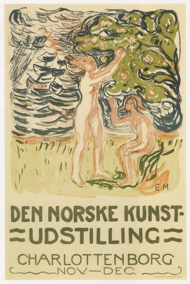BillerAntik Kunstdruck Ausstellung Norwegischer Kunst Edvard Munch Poster Kunstdruck Werbung, (1 St) von BillerAntik