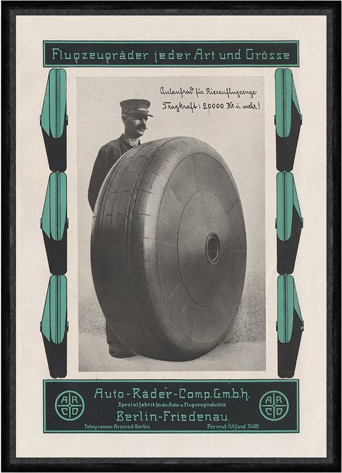 BillerAntik Kunstdruck Auto Räder Comp. GmbH Flugzeugräder Berlin Plakat Braunbeck Faks_Motor, (1 St) von BillerAntik