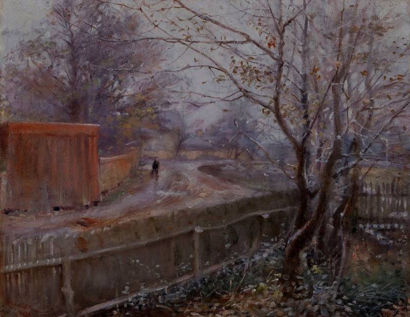 BillerAntik Kunstdruck Autumn, Varberg Nils Kreuger Schweden Garten Weg Bäume Zaun Herbst B A, (1 St) von BillerAntik