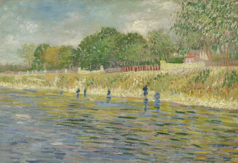 BillerAntik Kunstdruck Bank of the Seine Vincent van Gogh Frankreich Fluss Ufer Gärten Zaun B, (1 St) von BillerAntik