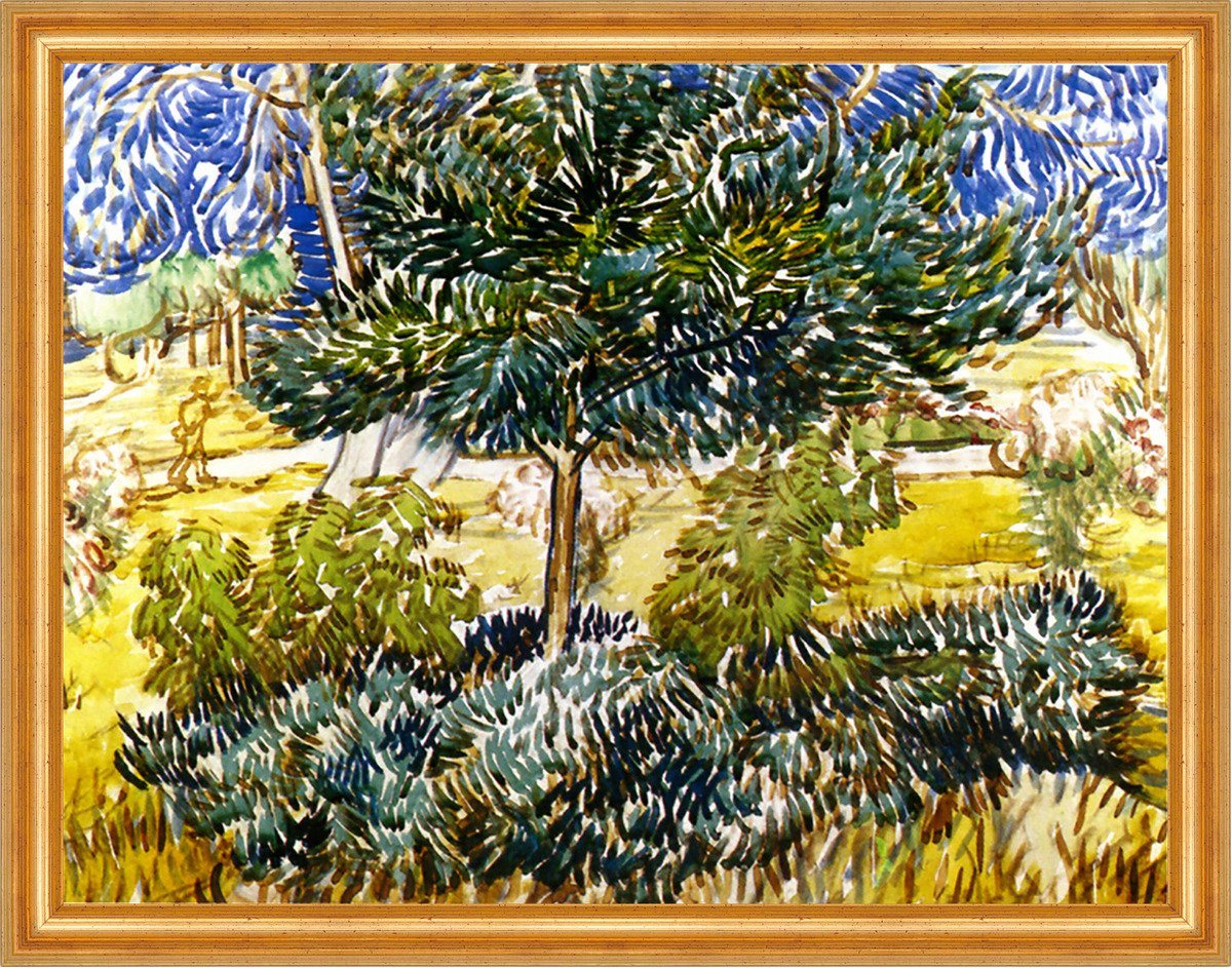 BillerAntik Kunstdruck Baum in einem Garten Natur Landschaft van Gogh A3 007 Gerahmt, (1 St) von BillerAntik