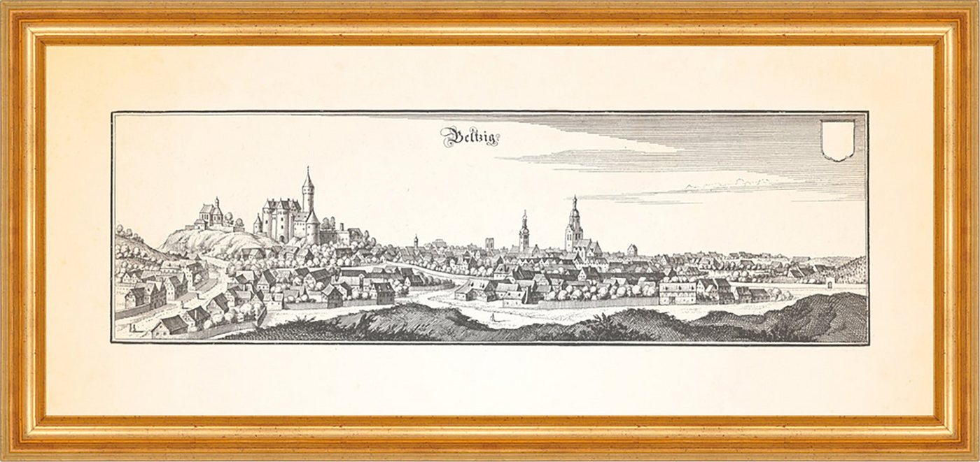 BillerAntik Kunstdruck Belzig Bad Belzig Postmeilensäule Springbachmühle Burgfest Merian 0164, (1 St) von BillerAntik