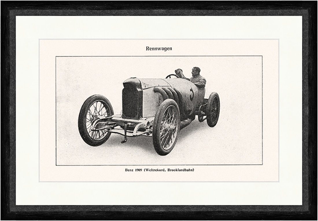 BillerAntik Kunstdruck Benz 1909 Weltrekord Brooklandbahn Rennwagen Zweisitzer Faks Sport 048, (1 St) von BillerAntik