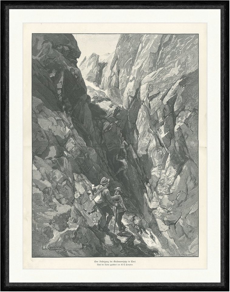 BillerAntik Kunstdruck Besteigung der Grohmannspitze in Tirol Compton Gebirge Seil Faksimile_, (1 St) von BillerAntik