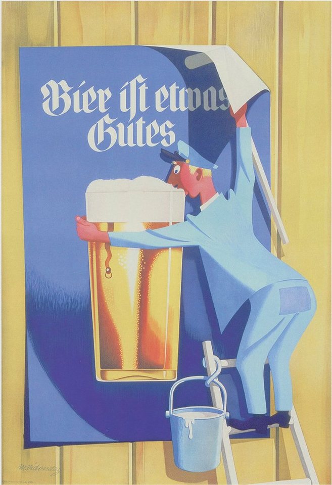 BillerAntik Kunstdruck Bier ist etwas gutes Vidondez Werbeplakat Kleister Kunstdruck Werbung, (1 St) von BillerAntik