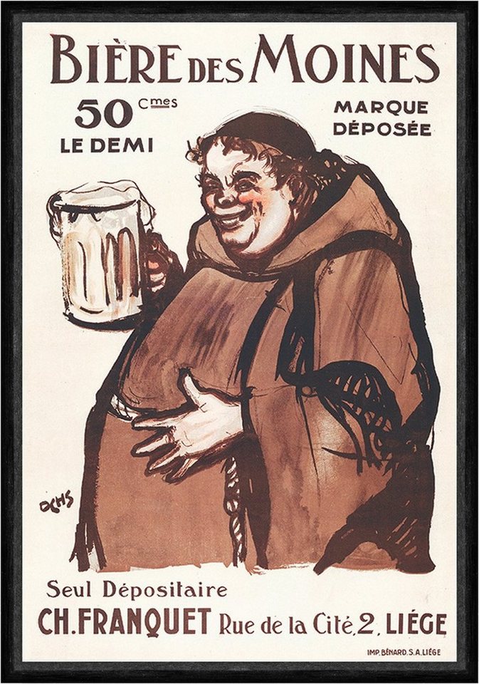 BillerAntik Kunstdruck Biere des Moines Mönch Jaques Ochs 1950 Bierkrug Kunstdruck Faks_Werbu, (1 St) von BillerAntik