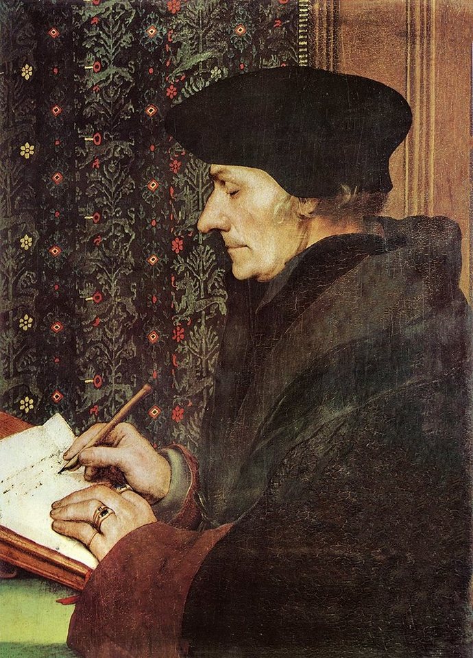 Kunstdruck Bildnis des Erasmus Hans Holbein Gelehrter Teppich Porträt H A3 0498, (1 St) von OTTO