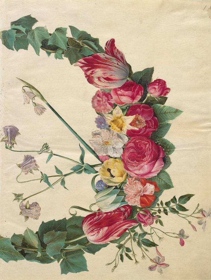 Kunstdruck Blomsterranke Johannes Simon Holtzbecher Blumenkranz Blüten Efeu B A3, (1 St) von OTTO