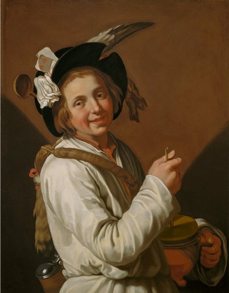BillerAntik Kunstdruck Boy with rumbling pot Abraham Bloemaert Kochen Kochlöffel Geschirr B A, (1 St) von BillerAntik