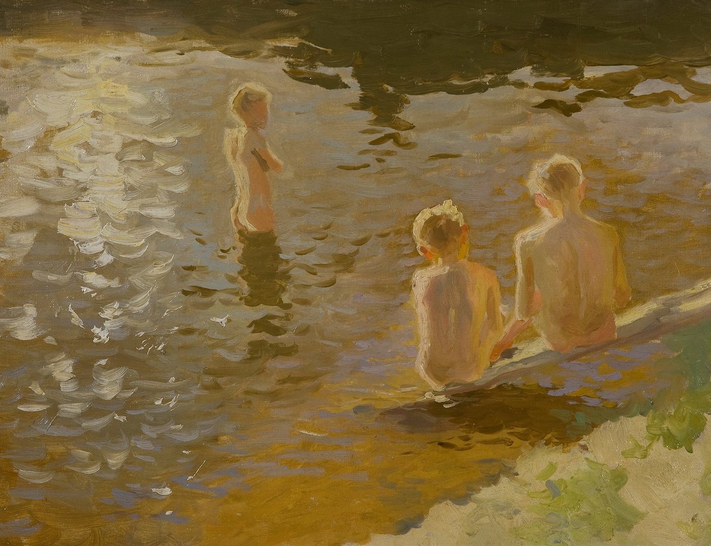 BillerAntik Kunstdruck Boys Bathing Johans Valters Jungen Kinder Baden See Nackt Ufer Teich B, (1 St) von BillerAntik