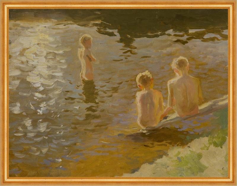 BillerAntik Kunstdruck Boys Bathing Johans Valters Jungen Kinder Baden See Nackt Ufer Teich B, (1 St) von BillerAntik