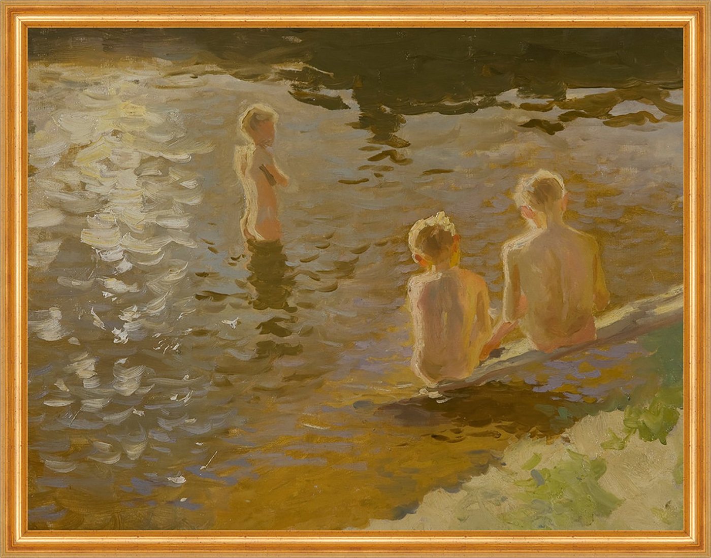 BillerAntik Kunstdruck Boys Bathing Johans Valters Jungen Kinder Baden See Nackt Ufer Teich B, (1 St) von BillerAntik
