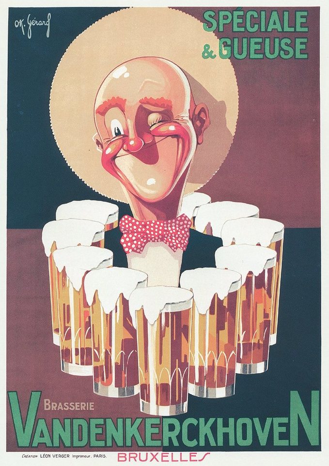 Kunstdruck Brasserie Vandenkerckhoven Gerard 1930 Bierglas Kunstdruck Werbung 186, (1 St) von OTTO