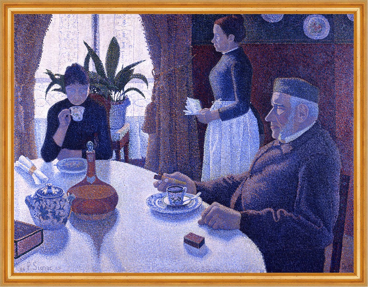 Kunstdruck Breakfast Paul Signac Frühstück Familie Tisch Teetassen Kanne Essen B, (1 St) von OTTO