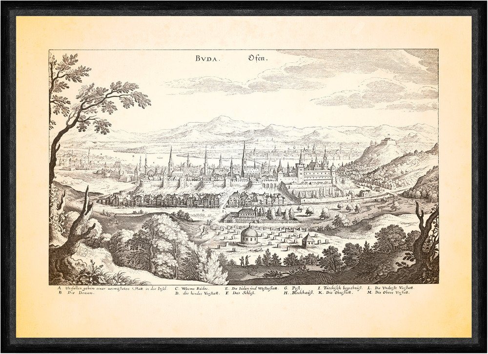 BillerAntik Kunstdruck Buda Ofen Budapest Donau Ungarn Thermalbad Burgpalast Faks_Merian 098, (1 St) von BillerAntik