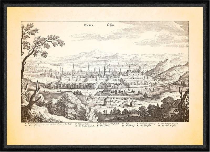 BillerAntik Kunstdruck Buda Ofen Budapest Donau Ungarn Thermalbad Burgpalast Faks_Merian 098, (1 St) von BillerAntik