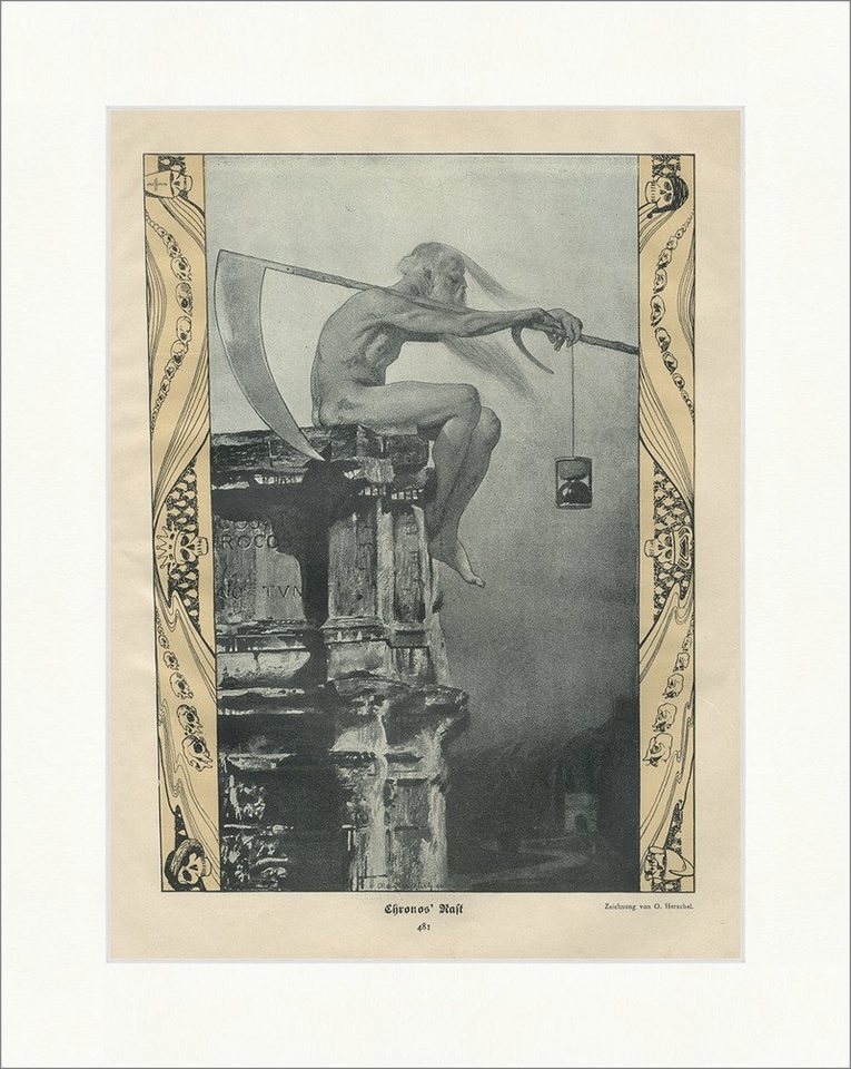 BillerAntik Kunstdruck Chronos' Rast Nr. 30 Otto Herschel Sense Sanduhr Jugend 5260, (1 St) von BillerAntik