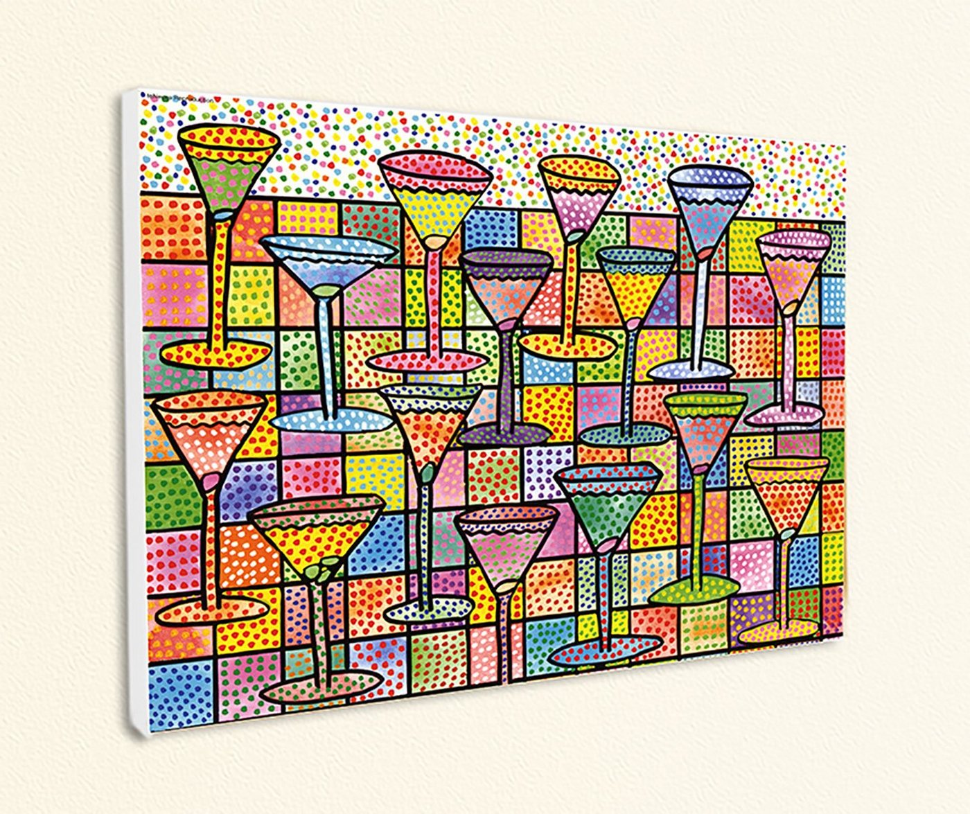 Kunstdruck Cocktail Party PopArt Gläser Punkte Bunt Poster Rizzi Platte 36, (1 St) von OTTO