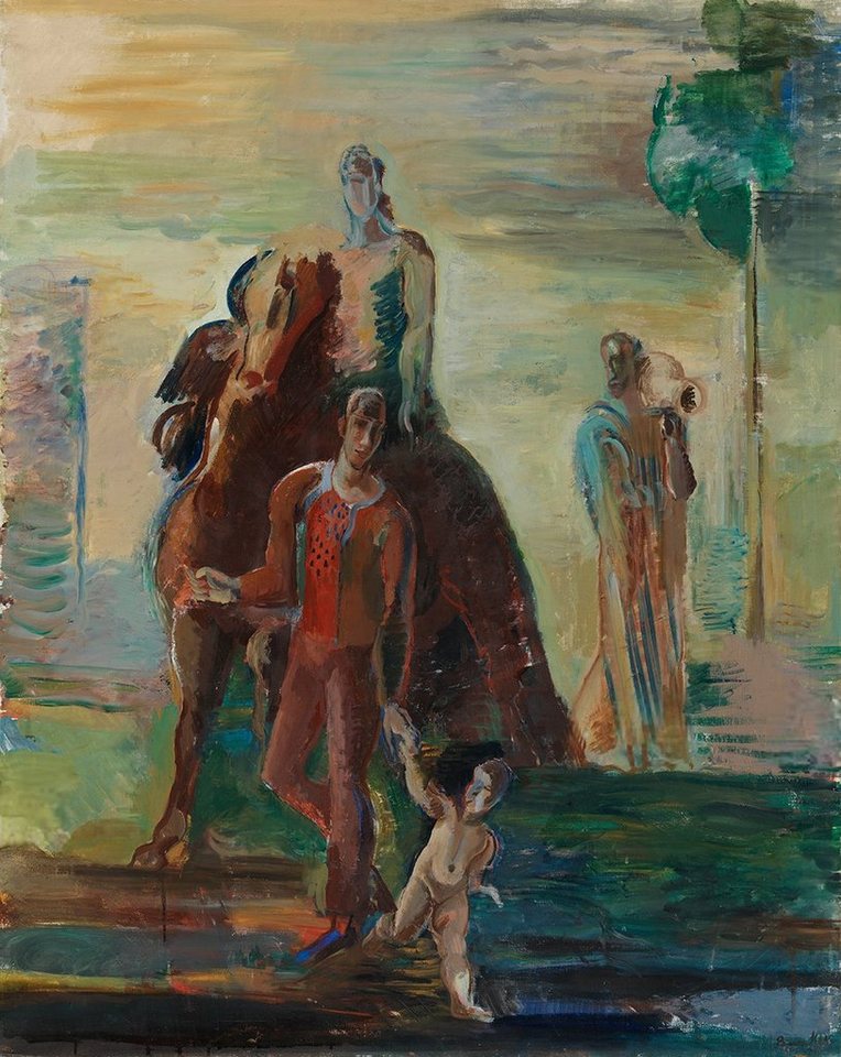 Kunstdruck Composition Bjarne Ness Reiter Pferd Karaffe Nacktes Kind Junge Tiere, (1 St) von OTTO