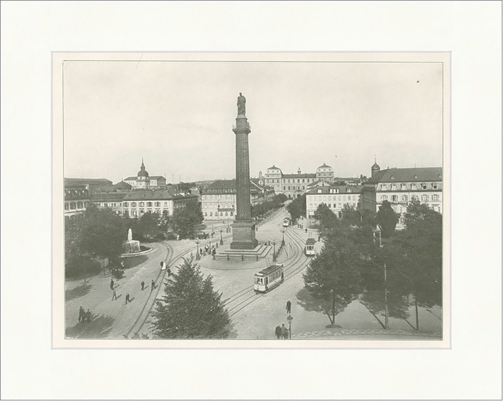 Kunstdruck Darmstadt. Luisenplatz mit Schloss Ludwig I. Residenz Denkmal F_Vintag, (1 St) von OTTO