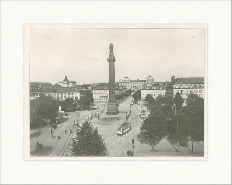 BillerAntik Kunstdruck Darmstadt. Luisenplatz mit Schloss Ludwig I. Residenz Denkmal F_Vintag, (1 St) von BillerAntik