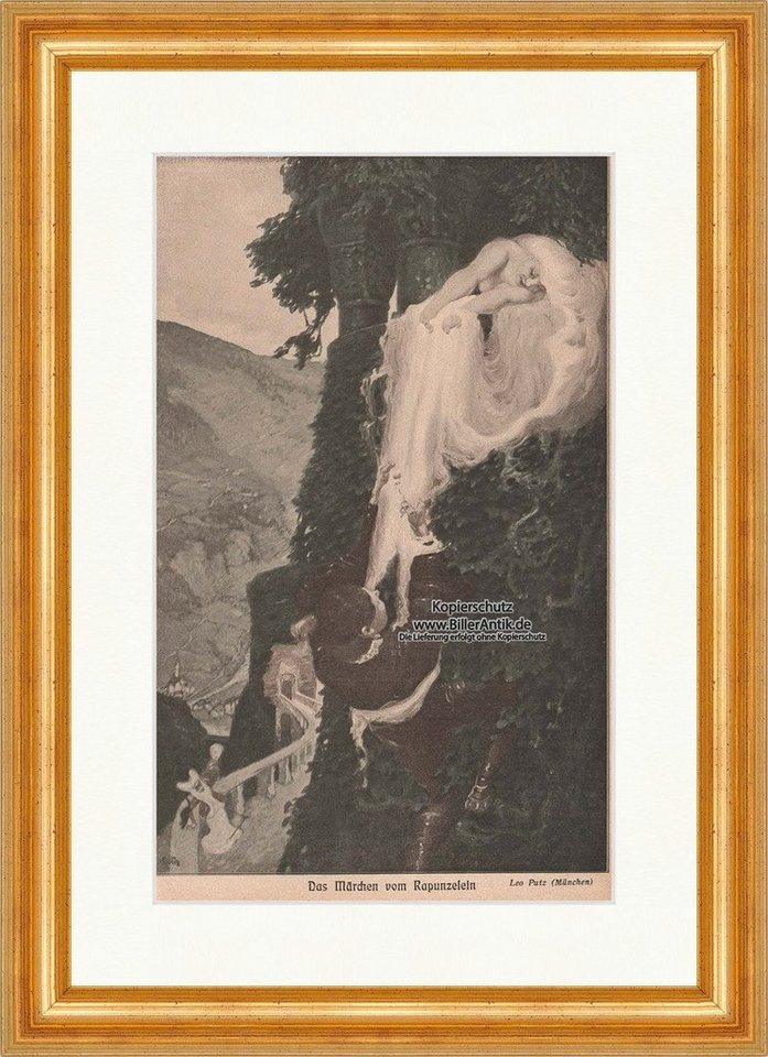 BillerAntik Kunstdruck Das Märchen vom Rapunzelein Leo Putz Prinz Rapunzel Ostini Jugend 1671, (1 St) von BillerAntik