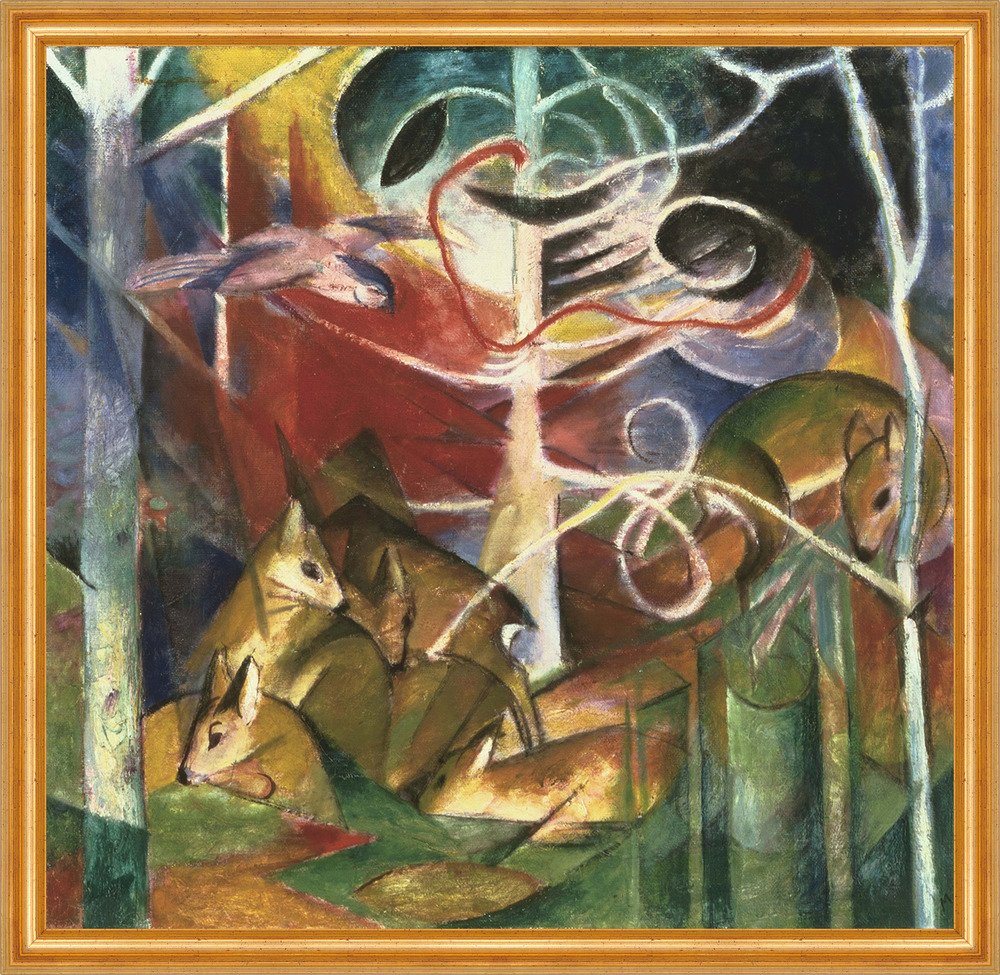 Kunstdruck Deer in the Forest I Franz Marc Rehe Wald Tiere Bäume Vögel B A2 01893, (1 St) von OTTO