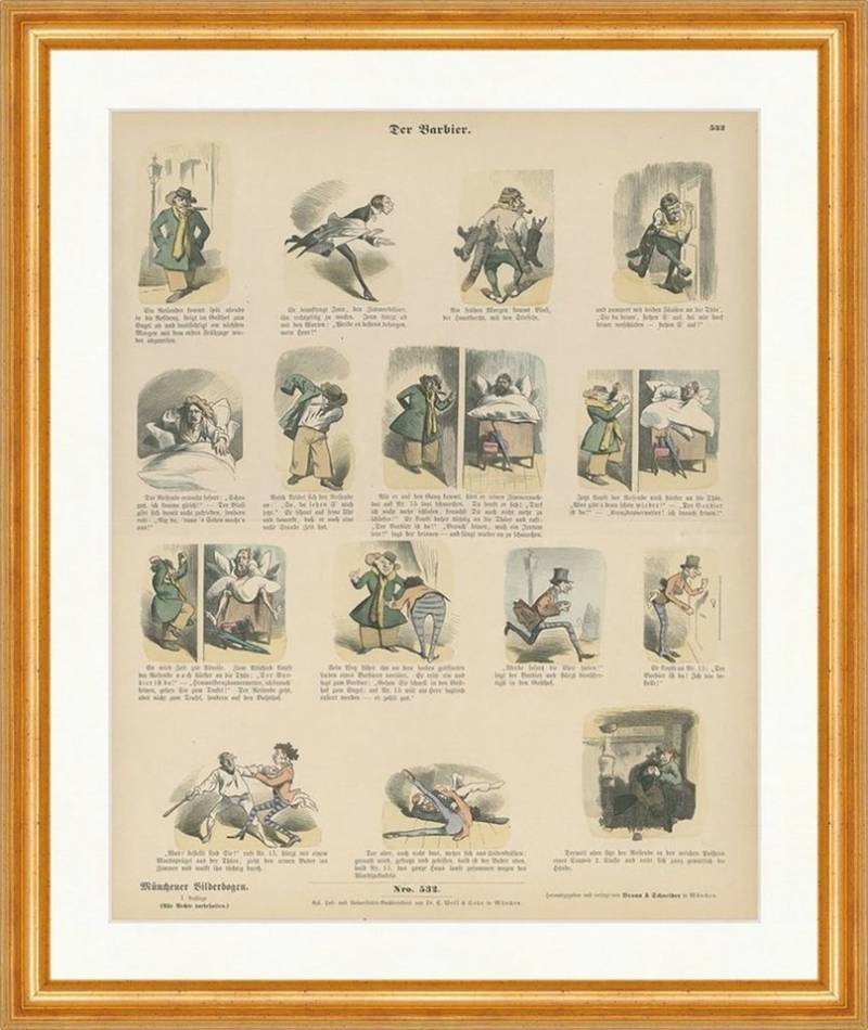 BillerAntik Kunstdruck Der Barbier F. Steub Gasthof Bett Bader Münchener Bilderbogen 532 Gera, (1 St) von BillerAntik