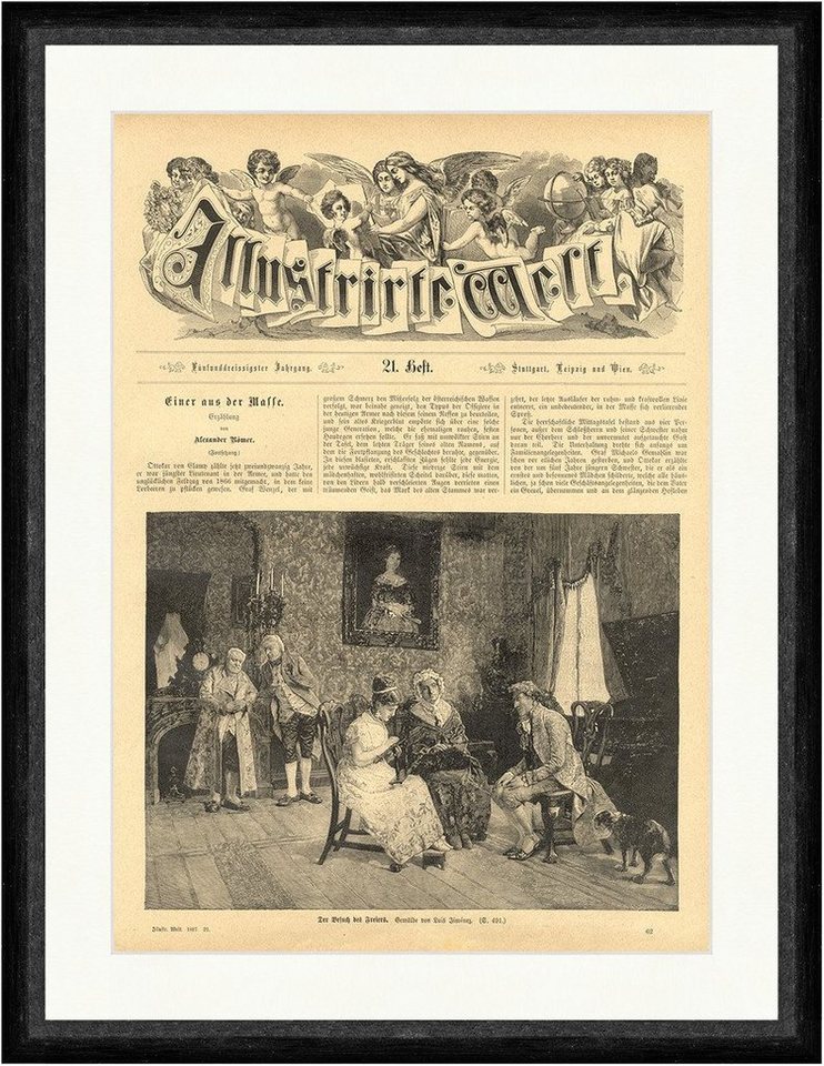 BillerAntik Kunstdruck Der Besuch des Freiers Hunde Kamin Gemälde Fenster Stühle Liebe Faksim, (1 St) von BillerAntik