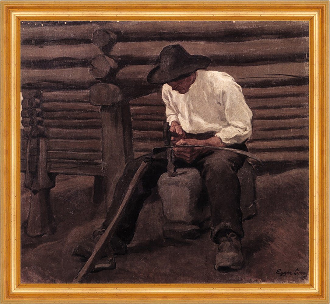 BillerAntik Kunstdruck Der Dengler - erste Fassung Albin Egger-Lienz Sense dengeln H A3 0547, (1 St) von BillerAntik