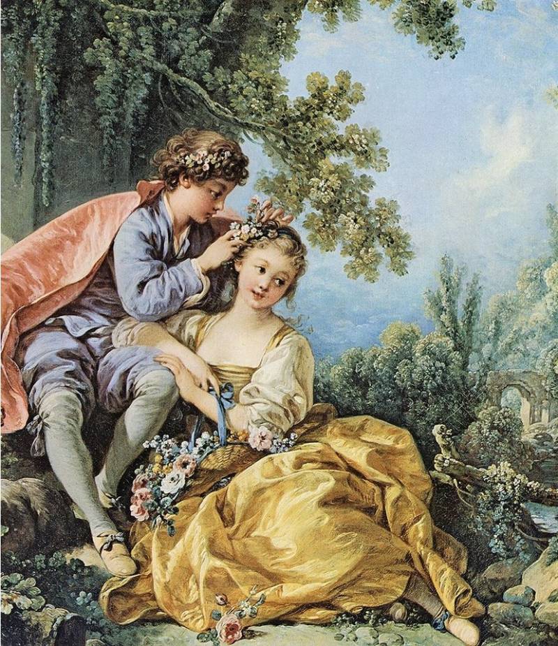 BillerAntik Kunstdruck Der Frühling Francois Boucher Natur Liebe Jahreszeit Blumen H A3 0185, (1 St) von BillerAntik