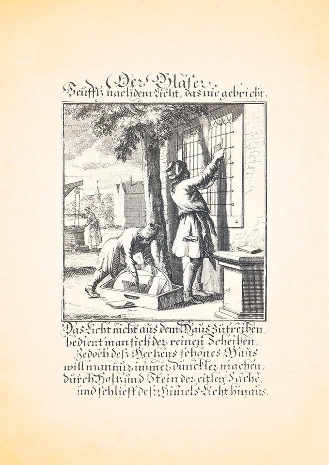 Kunstdruck Der Glaser Fenster Glaserei Glas Kupferstich Christoph Weigel Berufe 0, (1 St) von OTTO