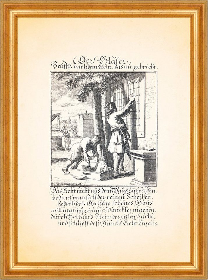 BillerAntik Kunstdruck Der Glaser Fenster Glaserei Glas Kupferstich Christoph Weigel Berufe 0, (1 St) von BillerAntik