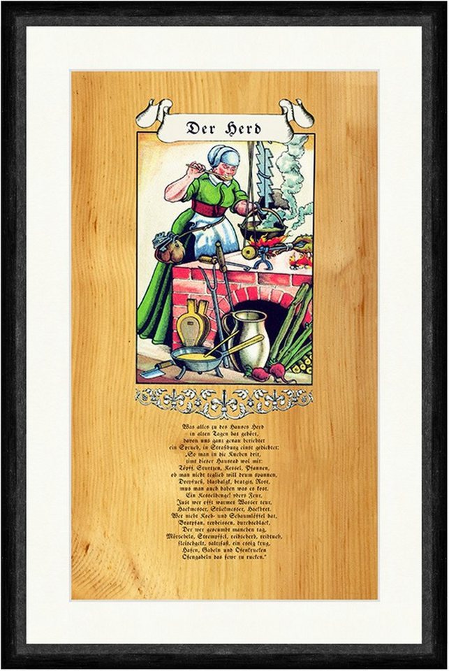 BillerAntik Kunstdruck Der Herd Holzofen Feuer Kochen Speisenbereitung Faks_Stand 369, (1 St) von BillerAntik