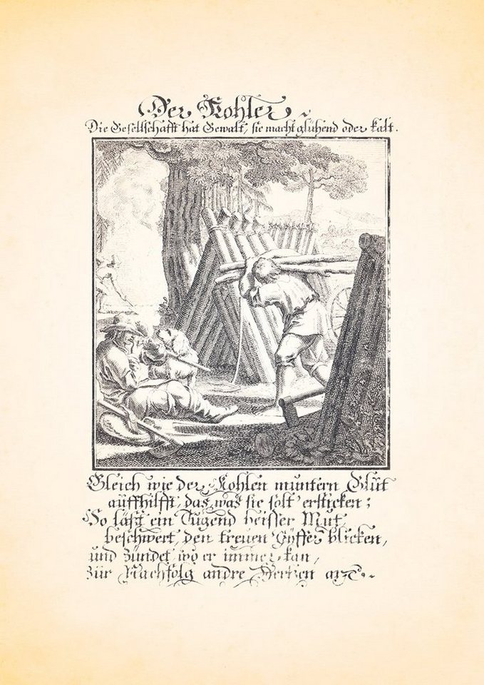 Kunstdruck Der Kohler Köhler Holzkohle Köhlerei Kupferstich Christoph Weigel Beru, (1 St) von OTTO