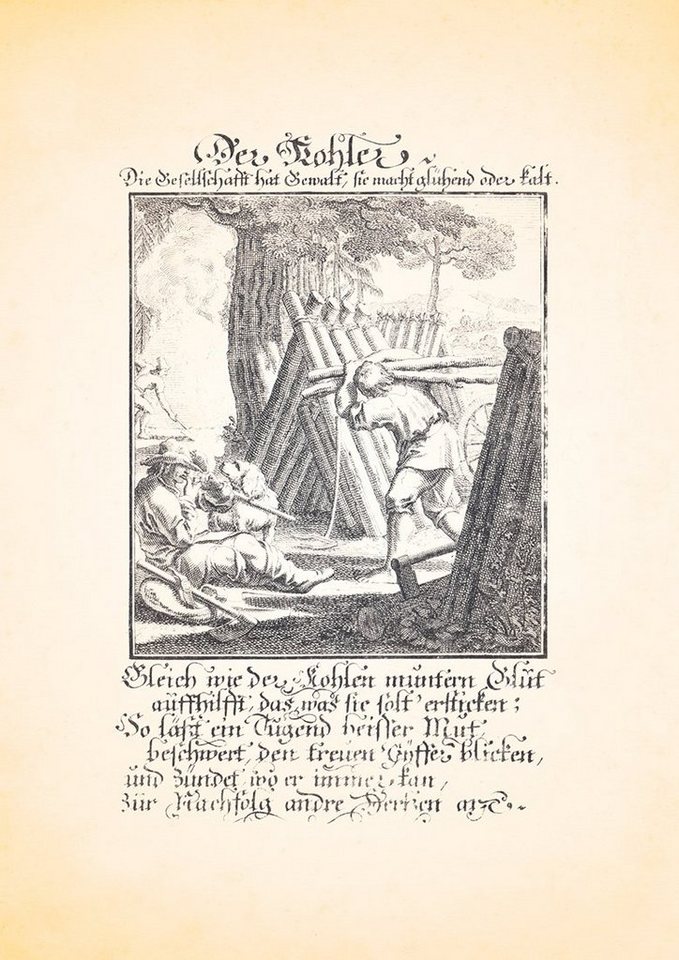 BillerAntik Kunstdruck Der Kohler Köhler Holzkohle Köhlerei Kupferstich Christoph Weigel Beru, (1 St) von BillerAntik
